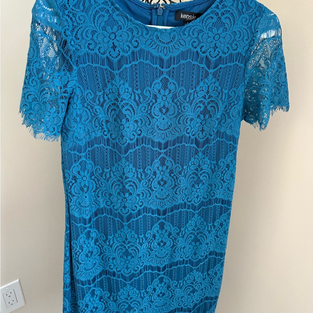 Kensie Teal Lace Dress